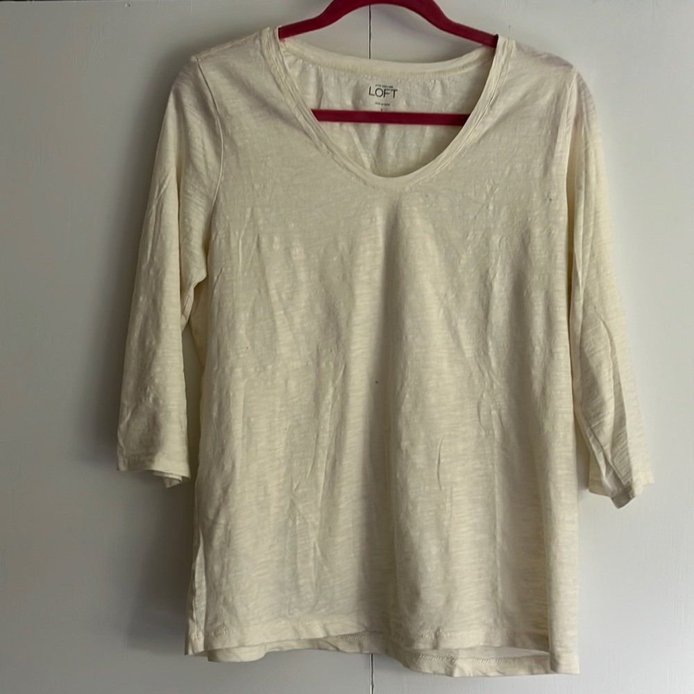 Loft 3/4 sleeve off-white top. Lightweight and comfy.